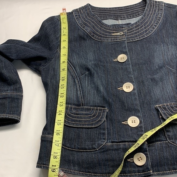 Vintage Live a Little Crop Jean Jacket Size Small - Picture 8 of 10